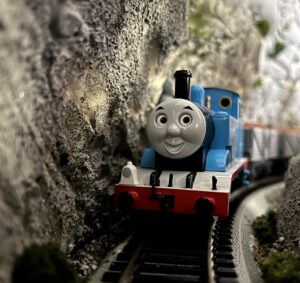 Thomas the Train and some Troublesome Trucks rolling through the mountains